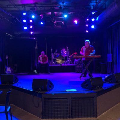 Set up and waiting for the doors to open.
