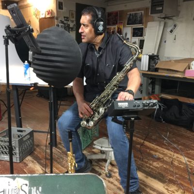 Noel Barnes preparing to lay down a solo.